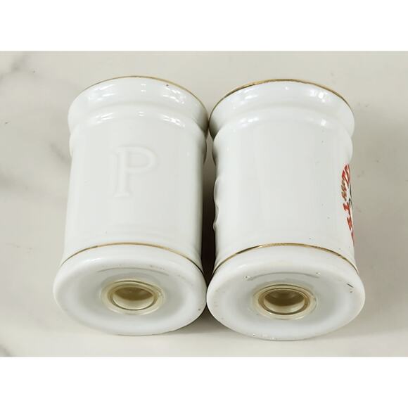 Salt & Pepper Shakers Tennessee Souvenir 80's Porcelain 2 3/4" Gold Trim Vintage - Picture 10 of 12